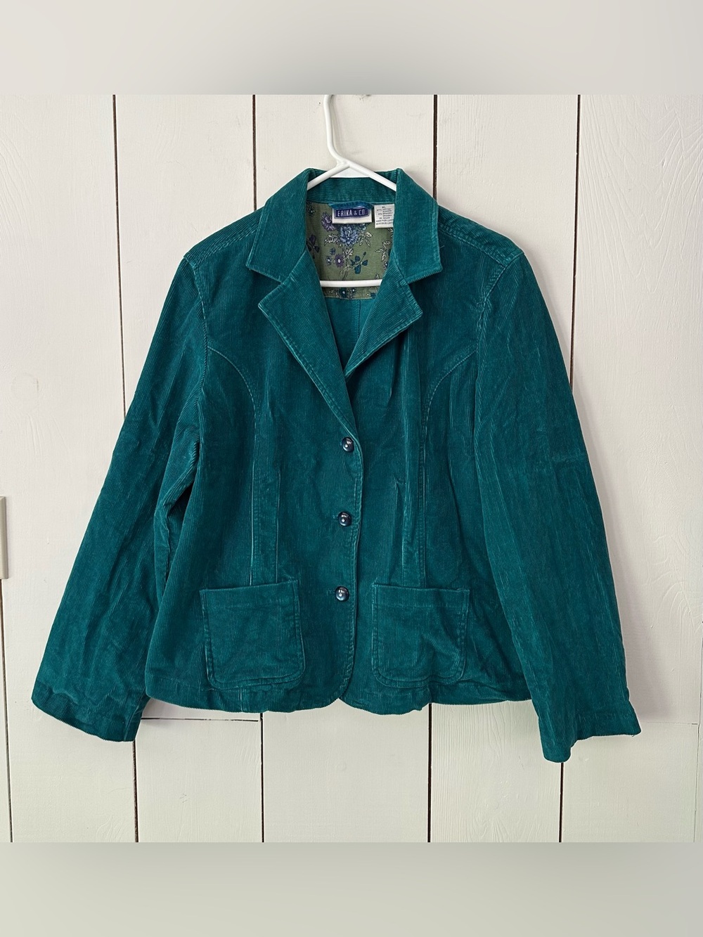 VTG 90s Gritty Boho Corduroy Jacket Sz XL Teal Green